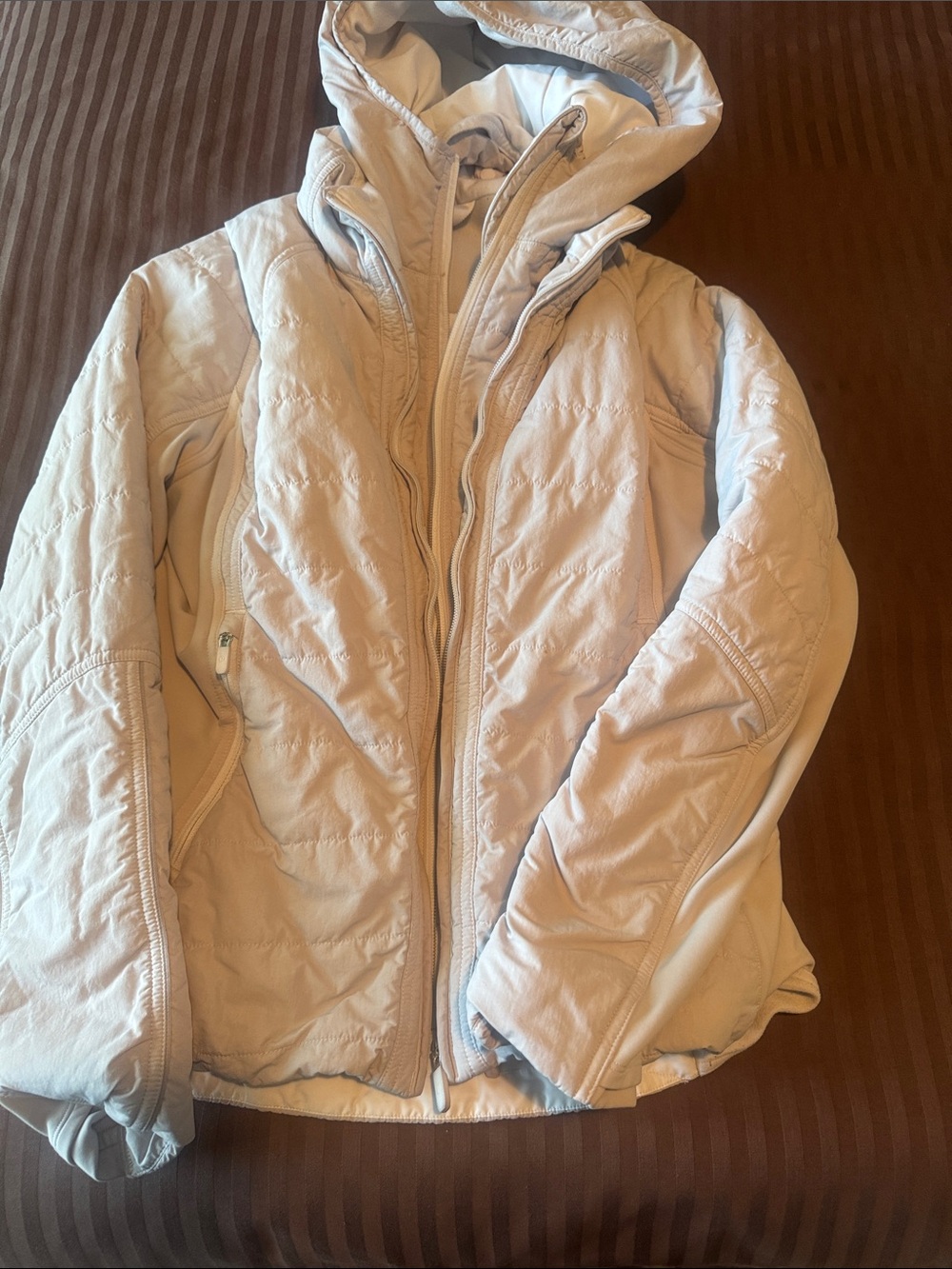 lululemon athletica Cream Hooded Quilted Puffer Jacket